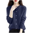 thumbnail image 3 of Yuyuzo Cardigans for Women Button down Classic Solid Long Sleeve Round Neck Knitted Cardigan Sweaters, 3 of 4