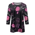 thumbnail image 4 of Hot Sale!! Hauts de la Saint-Valentin à Manches 3/4 pour Femmes Grande Taille Tunique à Col Rond Tenues Douces pour la Saint-Valentin Violet + m, 4 of 4