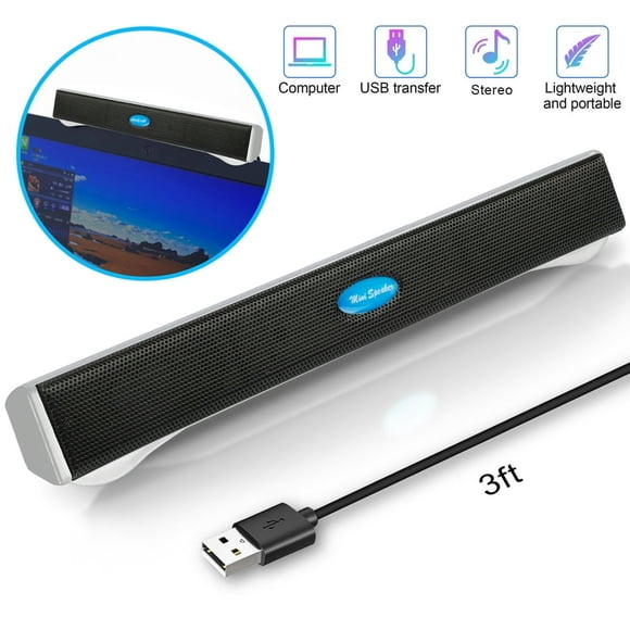 CHUANK USB Computer Speakers for Desktop or PC Mini Clip-on Laptop Sound Bar Stereo Wired PC Speakers for TV Desktop Laptop Tablets Monitor Notebook