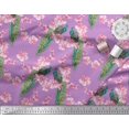 thumbnail image 3 of Soimoi Tissu Satin Modal Imprimé Floral & Paon 1 Yard 42 Pouces de Large, 3 of 3