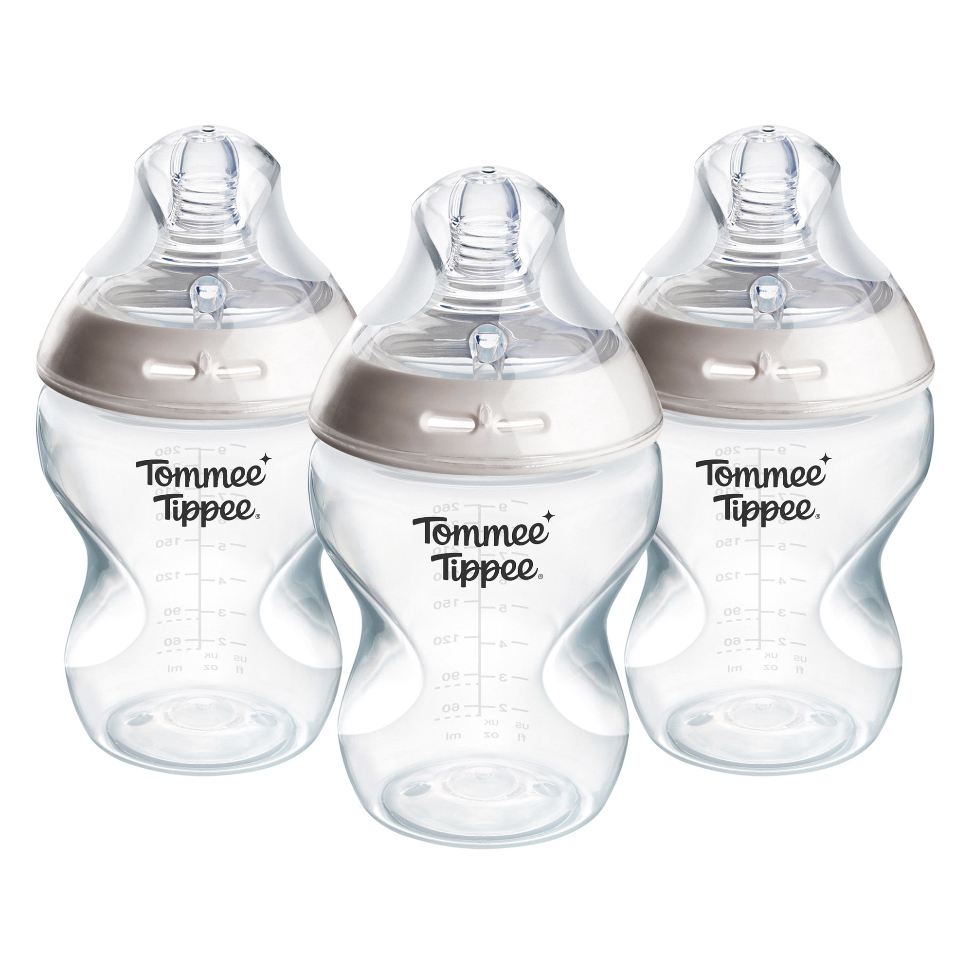 Tommee Tippee Natural Start Baby Bottles, 0m+, Pack of 3, 9oz Baby Bottles, Slow Flow Breast-Like Nipple