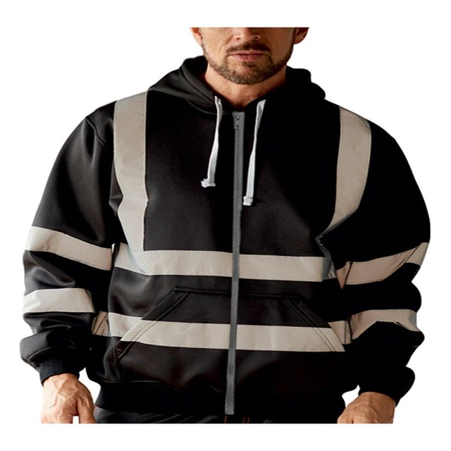 Veste à Capuchon de Travail pour Hommes Légère à Haute Visibilité avec Bande Réfléchissante