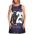 thumbnail image 1 of Vsdgher 2025 Bonne Année 4 Imprimé Robes d'Été pour Femmes Décontracté Col en U Robe de Plage Sans Manches Débardeur Ample Robe Soleil avec Poche, 1 of 7