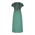 thumbnail image 5 of Meichang Robes en Lin pour Femmes 2024 Rétro à Imprimé Floral Coupe Ample Robes Midi Manches Courtes Col Rond Robes d'Été Décontractées Évasées Légères Confortables Longues Robes de Travail Vert Menthe TTTG, 5 of 5