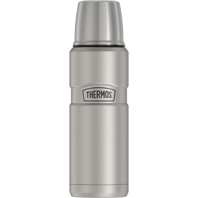 Contenant Isotherme en Acier Inoxydable King à Isolation sous Vide 16 oz, Bouteille Compacte, Acier Mat - Bouteille en Acier Inoxydable 18/8 de 16 oz à Isolation sous Vide avec Fini en Acier Mat, Tasse de Service en Acier Inoxydable Intégrée, Bouchon à Torsion et Versement avec Versement à Bouton-Poussoir à une Main; Garde les Boissons Chaudes jusqu'à 18 Heures Ou Froides jusqu'à 24 Heures, l'Extérieur Reste Frais au Toucher Ou Résistant à la Sueur, Va au Lave-Vaisselle sur le Dessus, Compacte pour les Voyages et les road trips;