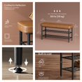 thumbnail image 2 of LEDREM EKHO Collection Shoe Rack Bench, Mid-Century Modern Storage Bench with 3-Tier Shelf, 300-lb Capacity Entryway Organizer,Caramel Brown, 2 of 6