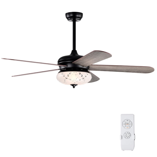 Gymax 52'' Retro Ceiling Fan w/ Remote Control 3 Wind Speeds & 5 Reversible Blades Grey