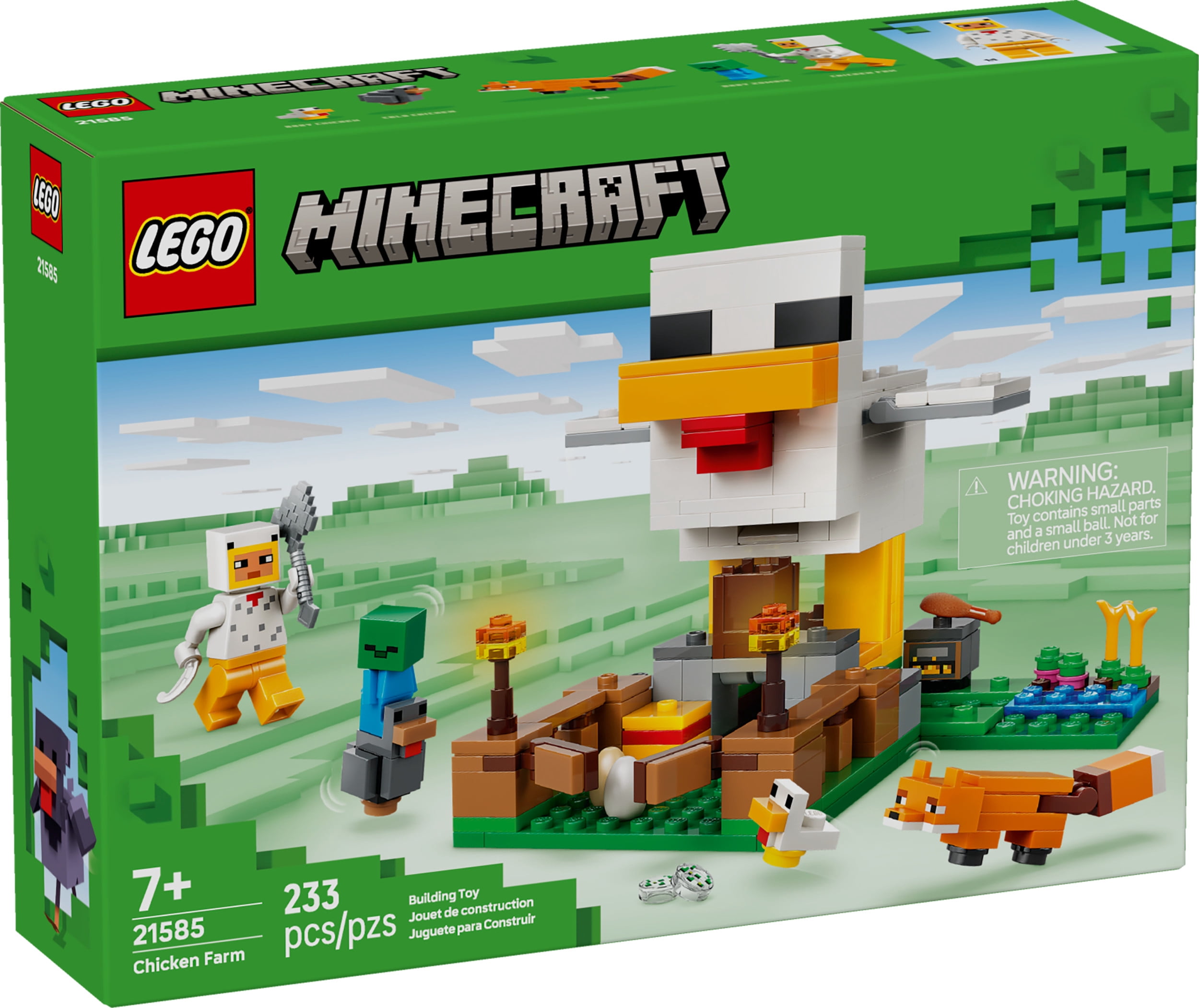 LEGO Minecraft Chicken Farm Building & Pretend Play Toy for Boys & Girls - Video Game Playset & Toy Figures for Kids, Ages 7+ - W/Chicken Fan Minifigure - Gift Idea for Birthdays - 21585