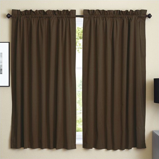 Blazing Needles Twill Drapery Panel (Set of 2), 63" by 52", Chocolate