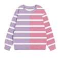 thumbnail image 3 of HAiming Chandails Molletonnés à Enfiler pour Filles, Tendance, à Blocs de Couleur, Rayés, Col Rond, Manches Longues, Hauts, Automne Hiver, Chemisiers Décontractés, 3 of 3