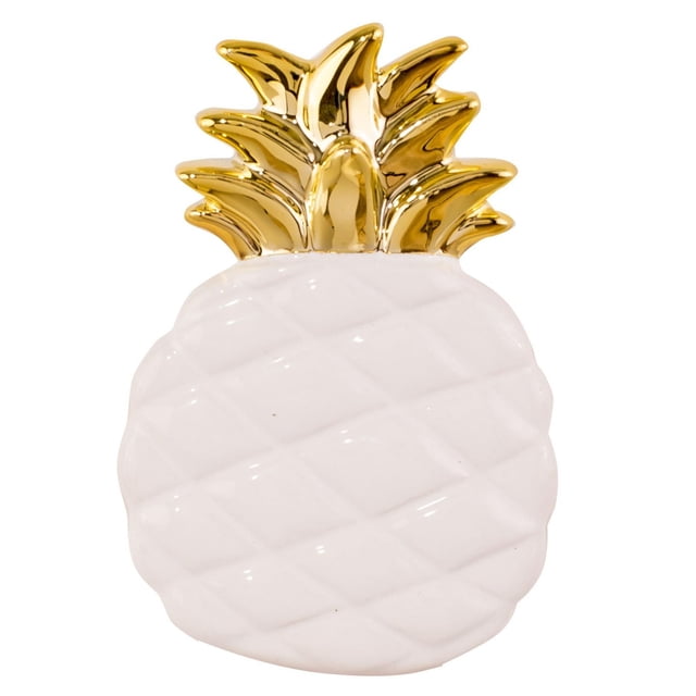 ScentSationals Scent Charm Diffuseur - Diffuseur en Céramique en Forme d'Ananas avec un Corps Matelassé Blanc et des Feuilles Supérieures Dorées Brillantes, Doté d'Une Lumière DEL Douce et d'Une Prise Pivotante pour une Utilisation avec les Huiles Parfumées ScentSationals pour Ajouter un Parfum Durable à la Maison Ou au Bureau.
