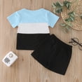 thumbnail image 3 of Sunnyoo Boys Patchwork Color Short Sleeve Pocket T Shirt Shorts Outfits Tracksuit, 3 of 3