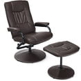 thumbnail image 1 of Costway Fauteuil Inclinable Pivotant à 360° en Cuir PVC, Fauteuil d'Appoint Lounge avec Ottoman, Brun, 1 of 9