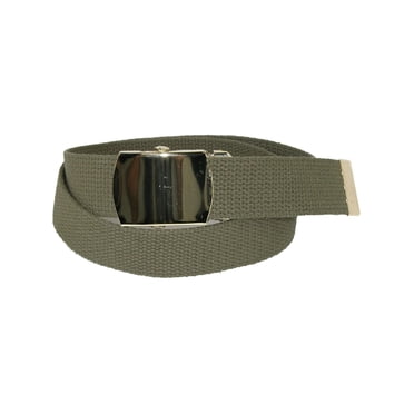 CTM® Kids' Cotton Adjustable Belt with Brass Military Buckle