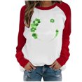 thumbnail image 1 of Besolor Womens St. Patrick's Day Shirts Long Sleeve Sweatshirt Cute Color Block Clover Shamrock Pullover Tops for Party, 1 of 4