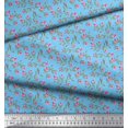 thumbnail image 3 of Soimoi Blue polyester Crepe Fabric Leaves & Azalea Floral Fabric Prints By Yard 52 Inch Wide, 3 of 3