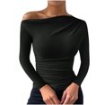 thumbnail image 1 of Yuyuzo Going out Tops for Women Fall Cold Shoulder Long Sleeve Slim Fitted Solid Color Tee Shirts, 1 of 5