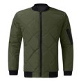 thumbnail image 2 of Mikilon Men Solid Casual Stand-up Collar Zipper Diamond Stitched Pocket Jacket Coats, 2 of 4
