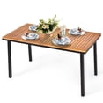thumbnail image 2 of Costway 55'' Patio Rattan Dining Table Acacia Wood Table Top Umbrella Hole, 2 of 10