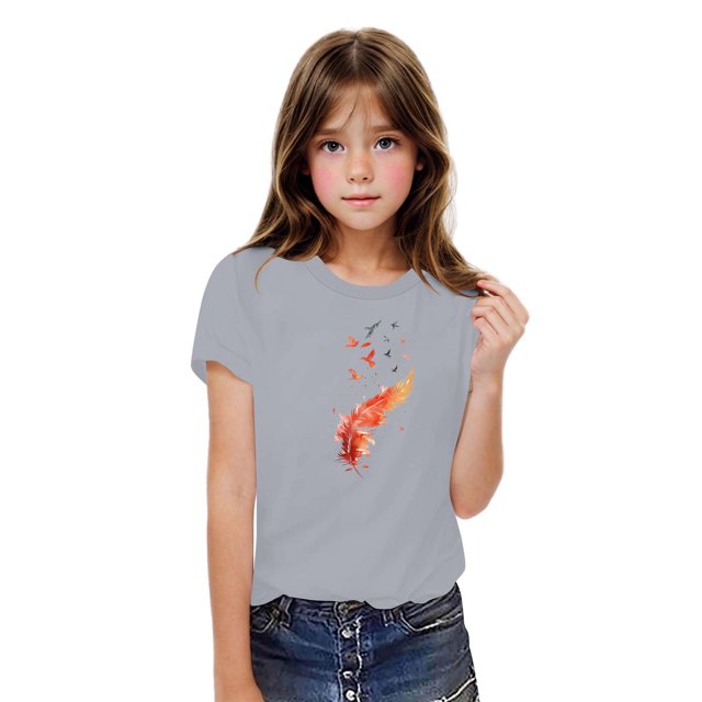Rbaofujie T-Shirts Graphiques pour Fillette, Manches Courtes, Col Rond, T-Shirt Décontracté d'Été, Hauts