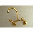 thumbnail image 2 of Kingston Brass Concord 8-Inch Adjustable Center Wall Mount Kitchen Faucet  Brushed Brass, 2 of 3