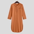 thumbnail image 4 of LOVZFMLL Men's Shirts, Mid-Length Islamic Robe, Cozy V-Neck T-Shirt for Loungewear Pajamas, Relaxed Fit Fall Clothes, 4 of 5