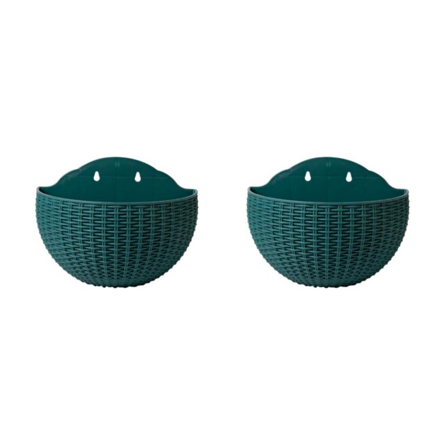 Youkk Easy To Install Double-layer Plastic Flowerpot For Walls Drainage Flower Pot Blackish Green 2Set