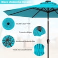 thumbnail image 4 of Gymax Parasol Solaire de Marché 10 Pi à DEL, Acier Inclinable avec Manivelle, Terrasse, Turquoise, 4 of 6