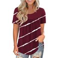 thumbnail image 2 of Pompotops Mode Femmes Dentelle Patchwork Imprimé Manches Courtes Col Rond Hauts Décontractés Blouse, 2 of 6
