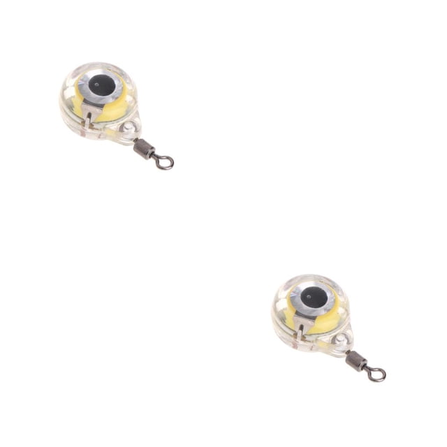 relayinert Fishing Lure Light LED Waterproof Eye Shape Lighting Fish Bait Plastic Reusable Glowing 1.3cm Angling Lamp Tackle Green 2Set