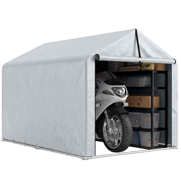 Outsunny Abri Portatif 7 Pieds x 5 Pieds, Abri de Rangement Extérieur pour Vélo, Gris Pâle