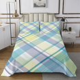 thumbnail image 1 of Erosebridal Blue Purple Green Aesthetic Coverlet Set Queen, Grid Checkered Bedding Set 3 Pieces, 1 of 5