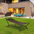 thumbnail image 4 of Gymax Chaise Lounge Bed w/ Detachable Sunshade Canopy Hammock w/ Rustproof Metal Stand Brown, 4 of 10