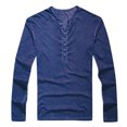 thumbnail image 4 of Pompotops Man V Neck Long Sleeve Shirts Button On Slim for Shirt Leisure Solid Color Top on Sale, 4 of 6