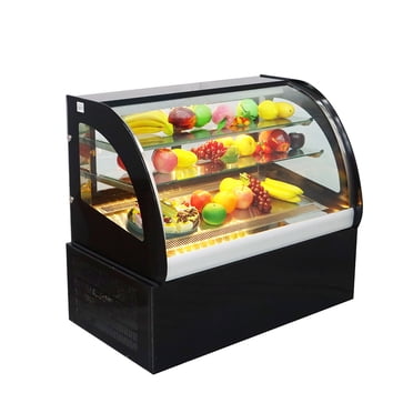 INTBUYING Vitrine à Gâteau Réfrigérée de Bureau, Armoire à Gâteau en Verre Arc pour Boulangerie, Présentoir à Gâteau 220 V