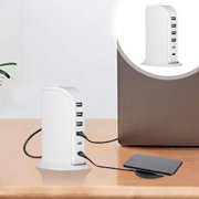 Birdeem Usb Charging Station for Multiple Devices - 6 in 1 Usb Hub with 4 Usb Ports, 2 Type-C Ports, 30W Usb Charging Station Multiports, Universal Desktop Phone Charger for Travel