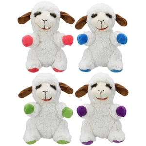 Multipet Plush Sitting Lamb Chop Dog Toy, Color Paws