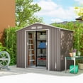 thumbnail image 2 of 7' x 4' Garden Storage Shed w/ Foundation Kit and Double Doors Light Brown, 2 of 10