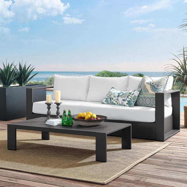 Modway Tahoe Outdoor Patio Powder-Coated Aluminum 2-Piece Set in Gray White