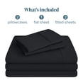 thumbnail image 2 of Bare Home Premium 1800 Collection 4-Piece Bed Sheet Set, Split Head Flex King, Black, 2 of 10