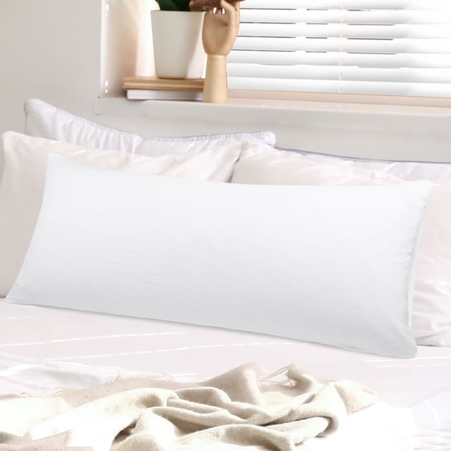 PiccoCasa Washed Microfiber Body Pillowcases Soft Envelope White 20" x 60"