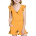 thumbnail image 1 of Girls Swimsuit with Chest Pad Ruffle Trim One Piece Bathing Suit Solid Swimsuits Ruched Sleeveless Swimwear for 7-16 Years, 1 of 7