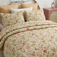 thumbnail image 2 of JML Ensemble de Courtepointe 3 Pcs Taille King, Doux Réversible 1 Courtepointe & 2 Couvre-Oreillers, Floral Beige, 2 of 6