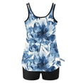 thumbnail image 3 of UPPADA 2 Piece Full Coverage Swimsuits for Women Floral Athleti Crewneck Bathing Suits High Waisted Tummy Control Modest Swimwear Comfy Tankini Top with Shorts Blue,Xl, 3 of 5