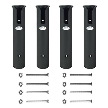 4 Poles Wall Mounted Fishing Rod Holders Tubes Links Fishing Rod Holder Rack Rests with Screws, Black