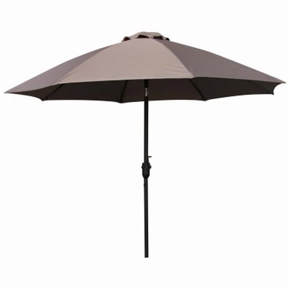 Four Seasons Courtyard 9 Foot Crank Lift Auto Tilt Patio Umbrella, Taupe