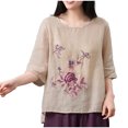 thumbnail image 5 of Pisexur Hauts pour Femmes, Chemisiers pour Femmes, Chemisiers pour Femmes Chic Décontracté Chandail Décontracté à la Mode pour Femmes Imprimé à Manches Courtes Col Rond Haut Rose, 2TG, 5 of 5