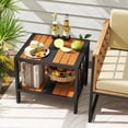 thumbnail image 2 of Patiojoy Outdoor Side Table with 1.57" Umbrella Hole 2-Tier Patio Metal End Table with Storage Shelf 2PCS, 2 of 9