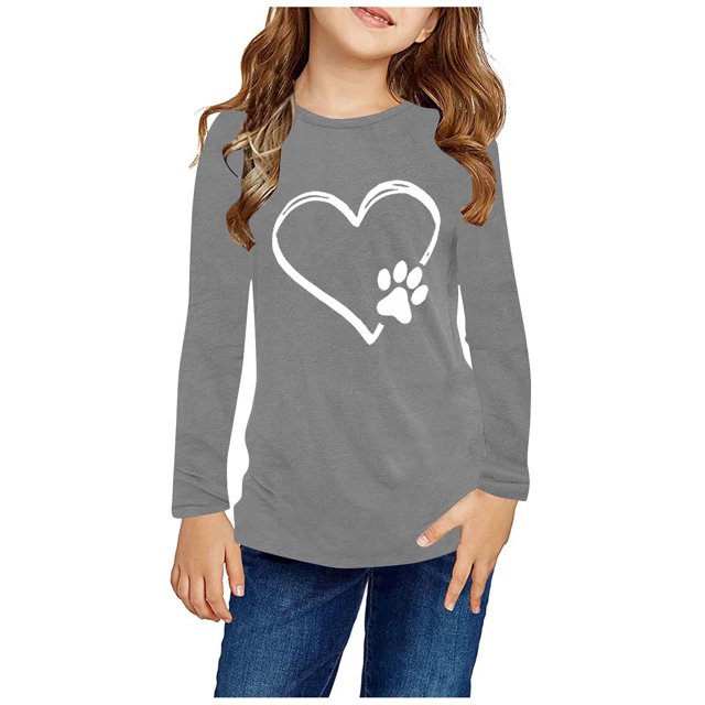 RXIRUCGD Chemises à Manches Longues pour Filles, Col Rond Mignon, Blouses Décontractées Élégantes (Gris, Taille : 3 Ans)