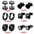 thumbnail image 2 of Paire de Boucles d'Oreilles Perforées en Acier Inoxydable Noir Unisexe pour Hommes de Différentes Formes, 2 of 9